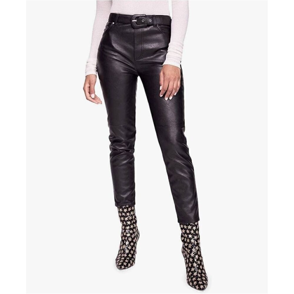 Free People We The Free Pants Womens 27 US 4 Vegan Leather Belted Skinny Ankle C